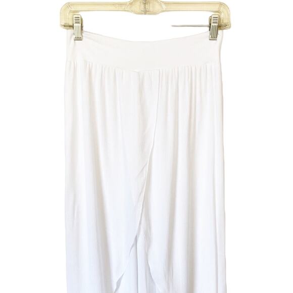 BOHO Pants T.Zovich Relaxed Wrap Slit Boho Beach Vacation High Rise White Small - Picture 8 of 8